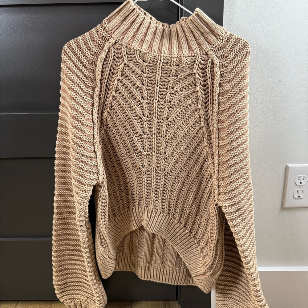 Free People Sweetheart Sweater in Sandcastle Chunky Knit Mockneck Size Small - Picture 2 of 13